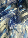Blue Floral Sheer Stripes
