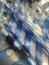 Blue Floral Sheer Stripes